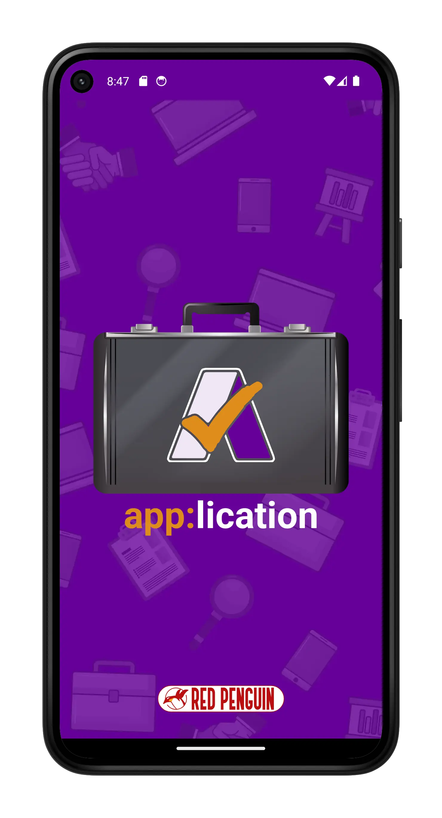 Phone with screenshot of the mobile app